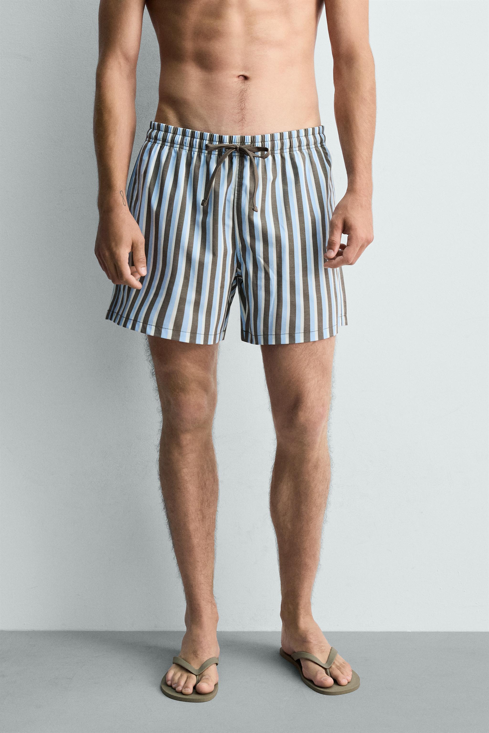 MAILLOT DE BAIN MI-LONG À RAYURES